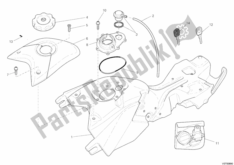 Toutes les pièces pour le Réservoir D'essence du Ducati Hypermotard 1100 EVO 2010